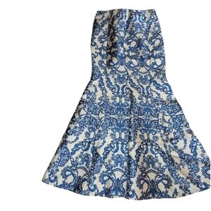 Blue Maxi Skirt By Speechless Satin Prom Trumpet Shape Scroll Pattern Sz L